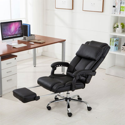 Belleze-Executive-Reclining-Office-Chair-High-Back-PU-Leather-Footrest-Armchair-Recline-w-Pillow