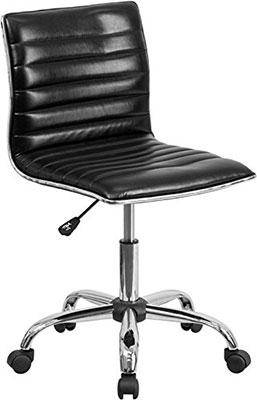 2-Flash-Furniture-Low-Back-Designer-Armless-Black-Ribbed-Swivel-Task-Chair