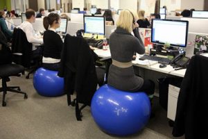 Sitting On Exercise Ball At Work 300x200 