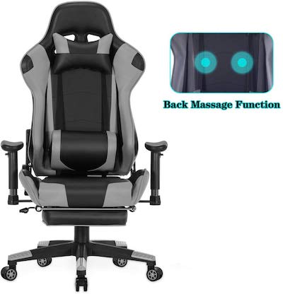 10-HEALGEN Back Massage Gaming Chair with Footrest