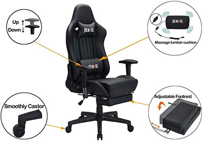 gaming chair with footrest posture