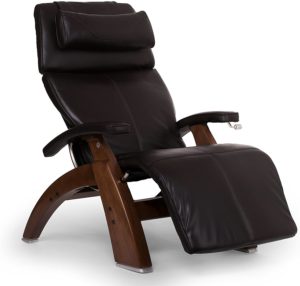 Human Touch Perfect Chair "PC-420" Premium Full Grain Leather Hand-Crafted Zero-Gravity Walnut Manual Recliner, Espresso